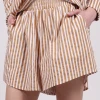 Rowan Clothing Co. Brunette The Label Striped Shorts: Caramel Women's 1 Rowan Clothing Co. Brunette The Label Striped Shorts: Caramel Women's