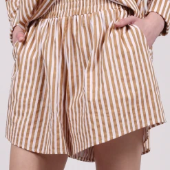 Rowan Clothing Co. Brunette The Label Striped Shorts: Caramel Women's
