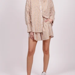 Rowan Clothing Co. Brunette The Label Striped Shorts: Caramel Women's