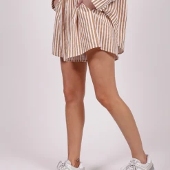 Rowan Clothing Co. Brunette The Label Striped Shorts: Caramel Women's