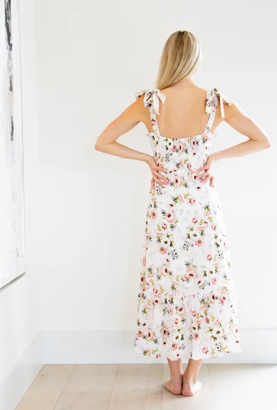 Rowan Clothing Co. Priv Mara Tie Shoulder Midi Dress Women's 6 Rowan Clothing Co. Priv Mara Tie Shoulder Midi Dress Women's