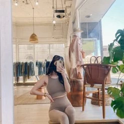 Rowan Clothing Co. Girlfriend Collective High Rise Compressive Leggings: Limestone