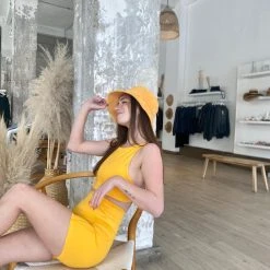 Rowan Clothing Co. Girlfriend Collective High Rise Run Short: Golden Glow