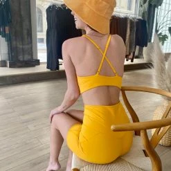 Rowan Clothing Co. Girlfriend Collective High Rise Run Short: Golden Glow